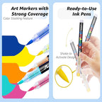 36 Colors No bleeding Non-Toxic Multi-Surface Flexible Tip Acrylic Paint Brush Markers Set, Water-Based Painting Art Pens for Canvas, Glass, Wood, Paper, Ceramic