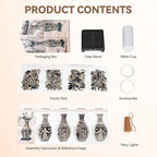 3D Puzzles Vase for Adults, 160 Pieces Plastic DIY Unique Flower Vase with LED Light, Crafts for Adults, Birthday Gifts House Warming Gift for Flower Arrangements and Home Decor (Brown)