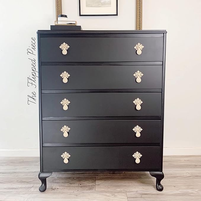Dixie Belle Paint Company Chalk Finish Furniture Paint - Caviar (8oz) - Matte Black Chic Chalk Mineral DIY Furniture Paint