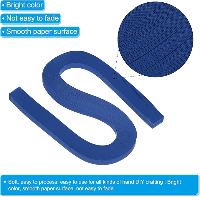 PATIKIL 360pcs Quilling Paper Strips Paper Flowers Quilling Kits 3/8"(10mm) Origami Paper for Adults Beginner Art Craft, 21"(54cm) Navy Blue