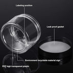 SATINIOR 12 Pack 6 oz Plastic Container Jars with Lids Round Clear Travel Cosmetic Container Slime Jars for Toiletries, Lotion, Cream, Ointments, Makeup, Rhinestone, Samples, Kitchen Storage(Black)