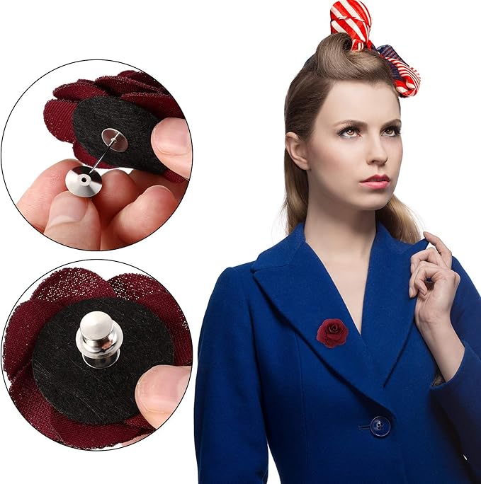 E-lishine 50 Pcs Metal Pin Backs Locking Pin Keepers No Tool Required，Locking Clasp with Storage Case