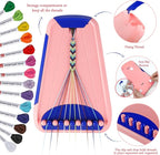 Rdfmy Friendship Bracelet Making Kit for Girls, Arts and Crafts Bracelets String Maker Kit for Kids Ages 8-12 Christmas Birthday Gifts Pink with Blue