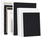Black White Stretched Canvases for Painting Multi-Pack 3-Ea of11x14 8x10 5x7 Blank Painting Canvas 10OZ Gesso Fivefold Primed 100% Cotton Art Supplies for Acrylic Pouring Oil Paint Watercolor Tempera