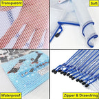 AUSTARK 10 Pcs Zipper File Bags, Waterproof Plastic Mesh Pouch for Office School, Board Game Storage Bags (B6 Size 7.6''x5.3'', White and Blue)