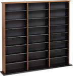 Prepac 3 Column Tall Cabinet Media Storage, Triple Width Wall, Cherry/Black