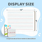 White Board Dry Erase Boards Classroom Pack Mini White Boards 9" x12” Double Sided Personal Whiteboards for Students Teachers School Supplies Lapboards (12Pack line whiteboard & Erasers & Pens)