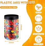 SATINIOR 12 Pack 12 oz Plastic Container Jars with Lids Round Clear Travel Cosmetic Container Slime Jars for Toiletries, Lotion, Cream, Ointments, Makeup, Rhinestone, Samples, Kitchen Storage(Black)