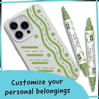 4 Dual Tip Green Paint Pen Metallic - Fine Tip & Medium Acrylic Paint Markers - Green Marker for Metal, Wood, Rock Painting, Canvas, Ceramic, Glass, Fabric, Leaf and Plastic - Water-based Ink