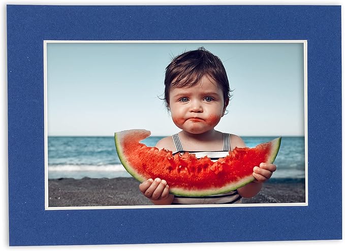 Pack of Ten 8.5x11 Mats Bevel Cut for 7x9 Photos - Acid Free Bottle Blue Precut Matboards for Pictures, Photos, Framing - 4-ply Thickness