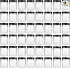 novelinks 8 oz Clear Plastic Jars with Screw-On Lids - BPA-Free Refillable Storage Containers for Slime, Spices, Crafts, Kitchen & Home Organization (48 Pack,Black)