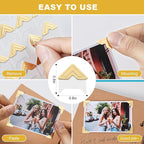 360 Pcs Photo Corners for Scrapbooking, Gold Photo Corner Stickers, Acid Free Picture Corners Self-Adhesive for Scrapbooking, Photo Corners for DIY Scrapbook, Photo Album, Memory Books, Diary