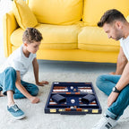 Backgammon Set 2 Players Classic Backgammon Sets for Adults Board Game with PU Leather Case Portable and Travel Backgammon Set (Navy, 15inch)