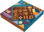 BSIRI 16 in 1 Wooden Brain Teaser Puzzles for Adults and Teens or Kids Interlocking 3D Mini Wood Mind Games Hand Puzzle Teasers Set Toys Coffee Table Games Gift