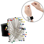 WILLBOND Magnetic Wrist Sewing Pincushion Wrist Magnetic Pin Holder Wristband Pin Cushion Holder with 3 Pcs Stainless Steel Pintail Comb Rat Tail Comb for Hair Clips Hand Sewing(Black)