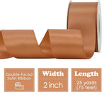 HUIHUANG Terracotta Ribbon 2 inch Wide Double-Faced Terracotta Satin Silk Ribbon for Flower Bouquet Wrap, Gift Wrapping, Fall Wedding Decor, Crafts and Bows Making- 25 Yards/Roll