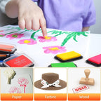 Large Finger Ink Pads for Kids Washable Craft Ink Stamp Pads, 16 Color DIY for Rubber Stamps, Paper, Scrapbooking, Wood Fabric, Best Gift for Kids(Each Sponge Size 2.87"X1.77")