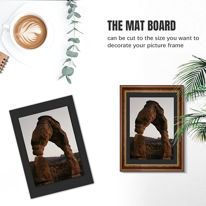 AUEAR, 15 Pack 8x10 Uncut Matte Boards Black Photo Mat Board Great for Picture Framing, Print, Artwork