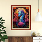 DMCVIVR Stamped Cross Stitch Kits for Adults Beginners Embroidery Kits 11CT Needlepoint Kits Cross Stitch Patterns Embroidery Patterns- Colored Dragon Flower 16x20 inch