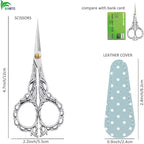 BIHRTC 4.5Inch Sewing Embroidery Scissors Professional Grade Shears with Artificial Leather Cover Stainless Steel Scissors for Office Craft Cross Stitch Needlework DIY Tools Knitting