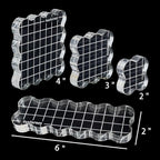 Sanfurney 4 Pieces Acrylic Stamp Blocks Set, 15mm Thick, Clear Stamping Tools with Grid Lines Decorative Stamp Blocks for Scrapbooking Crafts Card Making