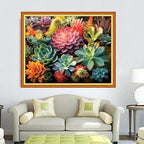 DMCVIVR Stamped Cross Stitch Kits for Adults Beginners Embroidery Kits 11CT Needlepoint Kits Cross Stitch Patterns Embroidery Patterns-Succulent Plants 16x20 inch