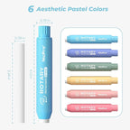 Nicpro 6 Pack Rotary Retractable Erasers Pen Style, Aesthetic Pastel Twist Erasers in Rainbow Colors, Clean Erasing TPE Eraser for School Supplies, Office, Drawing & Journaling