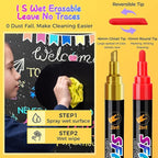 SFAIH 24 Vibrant Chalk Markers for Blackboard [1s Wet Wipe] - No Residue, 6mm Chalk Markers for Chalkboard Calendar, Glass, Window, Menus, Labels, Signs, Car, Non-Toxic, Ideal for Bistro Home School