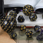 CiaraQ DND Polyhedral Dice Set (15pcs) D4-D100 Game Dice with Dice Bag for Dungeons and Dragons Role Playing Table Games (Black & Yellow)