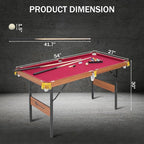 54" Portable Pool Table - Billiard Table for Kids & Adults with 2 Cues, Triangle Rack, Chalk & Brush - Compact Wooden Game Table for Home, Game Room, Indoor & Outdoor