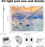 A3 Rechargeable LED Light Pad,Light Box for Tracing with Integrated Stand,3 Light Colors 6 Levels of Brightness and stepless dimming,Light Board for Diamond Painting,Drawing,Artists