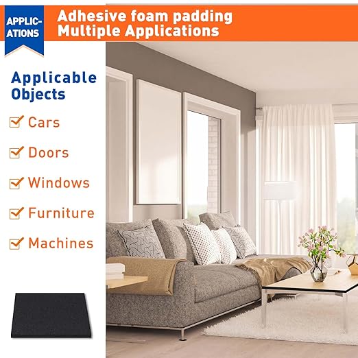 MAGZO 5Pcs Adhesive Foam Padding 1/4 in Thick X 12 in X 8 in,Closed Cell Foam Sheets Neoprene Rubber Self Stick Pads Anti Vibration Pads,Black (12in x 8in x 1/4in, 5Pcs)