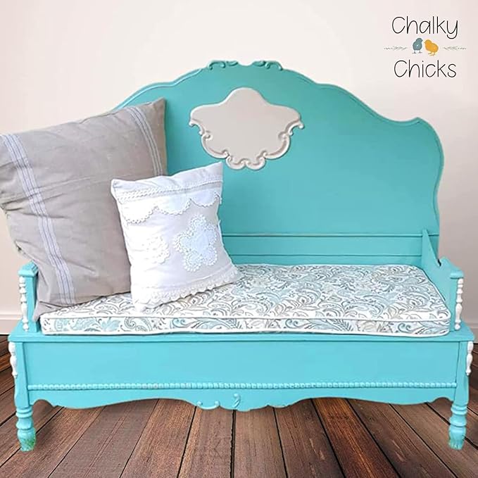 Chalky Chicks All-in-One Chalk Paint for Furniture or Cabinet - 8 Fl Oz - Matte Finish Aqua Bay (Aqua Blue) for Metal, Wood Furniture Paint - No Sanding All-in-One for Home Decor & Crafts, USA Made