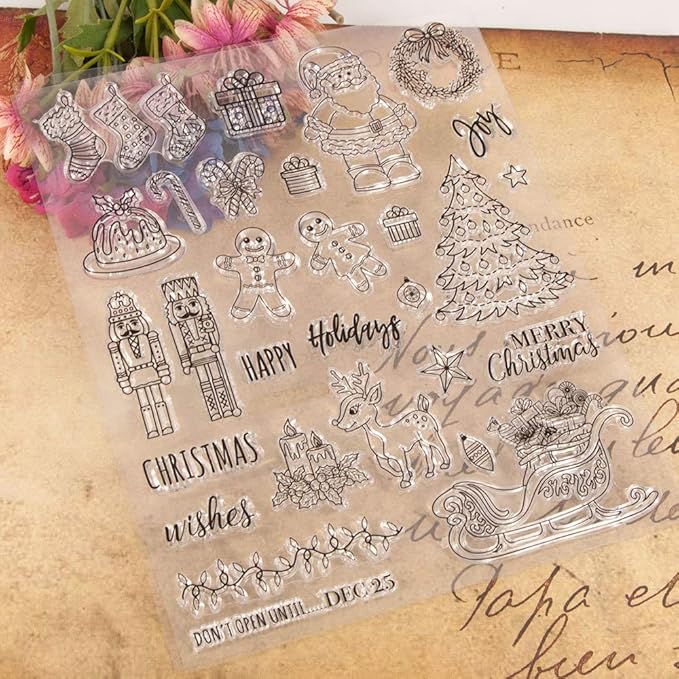 Kiddale Christmas Theme Clear Silicone Stamps Christmas Crafts Stamps for Card/Paper Craft Making Decor DIY Christmas Scrapbooking Photo Album
