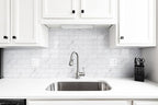 100 Pieces Peel and Stick Backsplash for Kitchen, 3" x 6" PVC Subway Tile 2025 Upgraded Glossy White Marble with White Grout Backsplash Stick on Tile Elevate Kitchen Fireplace RV