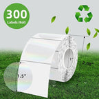 1.5" Round Transparent Thermal Label Stickers, Holographic Clear Direct Thermal Labels-Perforation Line Design& Waterproof- 300 Sheets