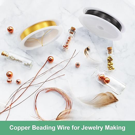0.4 mm/26 Gauge Copper Wire for Jewelry Making, 30.2FT Copper Beading Craft Wire for Jewelry/Weaving/DIY Crafting/Planting, Color-Retaining [9.2M, Light Golden]