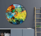 My Photostation.com 31.5''(80cm) Diameter Stained Yellow Round Glass Wall Art Tempered Glass Printing Wall Decor Large Wall Art Wall Hangings