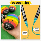 Dual Tip Acrylic Paint Pens 36 Colors Markers Set, New Acrylic Paint Markers, Art Supplies Set for Adults, Kids, Teen, Suitable for fabric, rock, wood, glass, ceramic and other DIY crafts