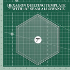 Hexagon Quilting Template Set - 7" with 1/4" Seam Allowance - Durable Acrylic Templates for Quilting, Patchwork, Crafting, & Sewing Projects - Clear Templates for Accurate Designing
