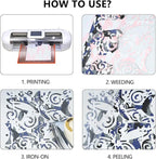 Guangyintong Camouflage Blue Heat Transfer Vinyl Rolls, 12" x 8ft Soft PU Iron on Vinyl Bundle - Stretchy, Easy to Cut & Weed for T-Shirts, All Cutter Machine, HTV Design