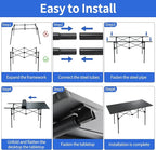 Camping Table 4Ft Folding Table Folding Picnic Aluminum Roll up Camp for Outdoor Beach Grill BBQ Travel Black