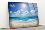My Photostation.com 35.5Wx30H'' Summer Beach Landscape Glass Wall ArtTempered Glass Printing Wall Decor Large Wall Art Wall Hangings