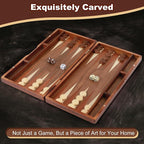 Handcrafted Wooden Backgammon Set, 16" Large Size, Classic Two-Player Strategy Board Premium Travel Game Board for Adults & Teenagers