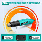 Heat Gun, 380W Fast Heat Mini Hot Air Gun with 2-Temp Settings 480°F-850°F(249°C-455°C) Overheat Protection Reflector Nozzle, 4.9Ft Long Cable for Shrink Wrap,Vinyl, Crafts, Epoxy Resin
