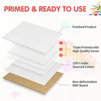 FIXSMITH Canvas Boards for Painting 4x4 Inch, Super Value 24 Pack Mini Canvases, White Blank Canvas Panels, 100% Cotton Primed, Painting Art Supplies