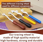 4PCS Tracing Wheel, Professional Stitch Marking Spacer, Wood and Stainless Steel Pounce Wheel for Sewing Patterns with Wooden Handle and Plastic Handle for Tracing Paper and Leather Crafts