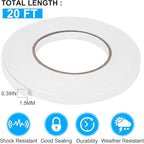 ToLanbbt Double Sided Foam Tape 0.39In x 20FT, Mounting Tape Heavy Duty, Strong Adhesive Weatherproof Seal Strips for DIY Craft Picture Poster, Car & Gap Filling Mountings, Home Office Decor (White)