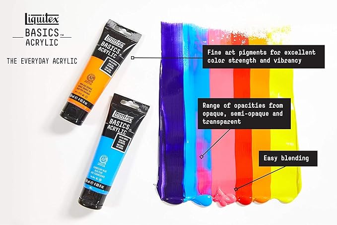 Liquitex BASICS Acrylic Paint, 118ml (4-oz) Tube, Set of 3, Titanium White