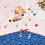 SUNNYCLUE 1 Box 16Pcs 8 Colors Knitting Crochet Markers Knitting Markers Charms Spring Butterfly Crochet Leverback Charms for Weaving Sewing Needleworks Women Adults DIY Supplies